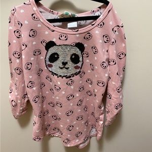Cute flip sequins panda shirt